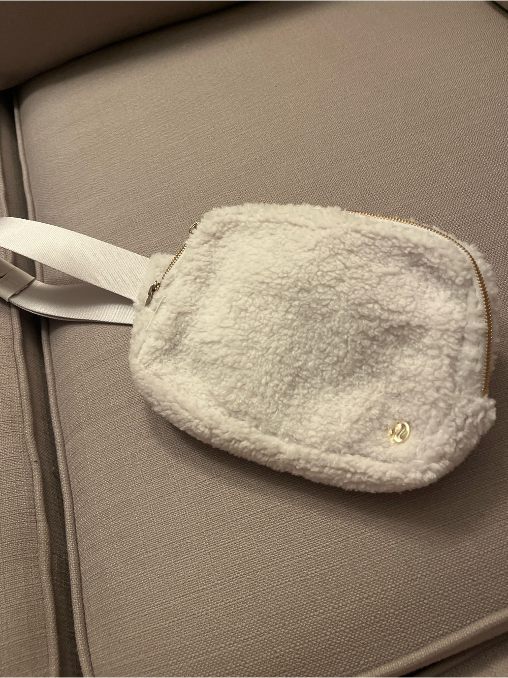 lululemon athletica Cream Sherpa Crossbody with Gold Hardware